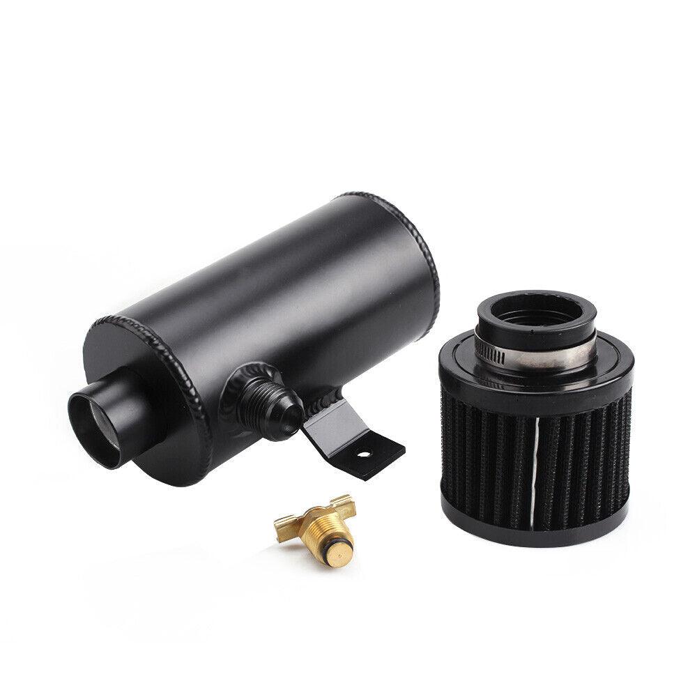 RASTP Universal Aluminum Baffled 750ml Oil Catch Can Tank Bottle NPT 1/2" with Filter - RASTP