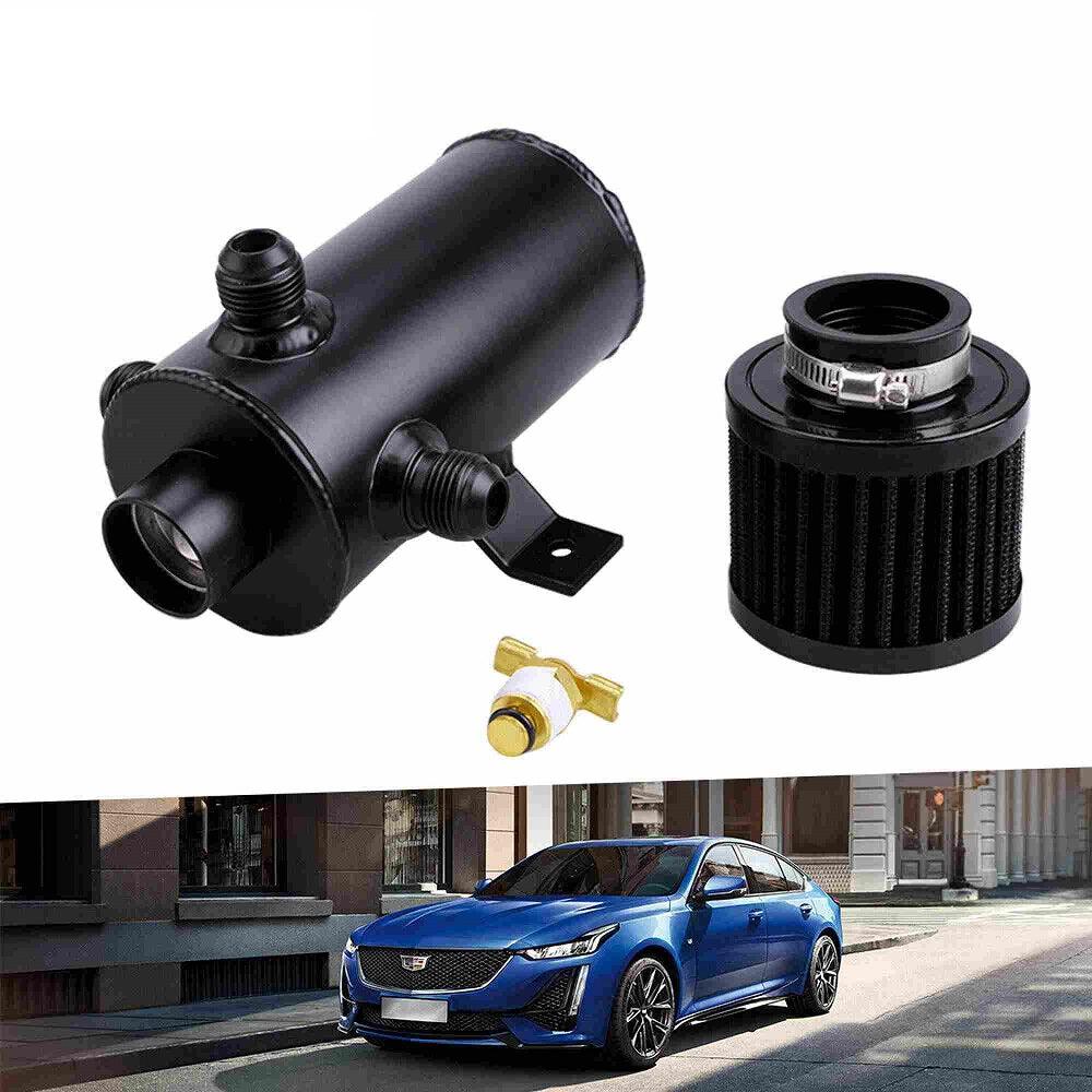 RASTP Universal AN10 Aluminium Car Baffled Engine Oil Catch Can 750ml with 3 Port Breather Filter Kit Fuel Tank - RASTP