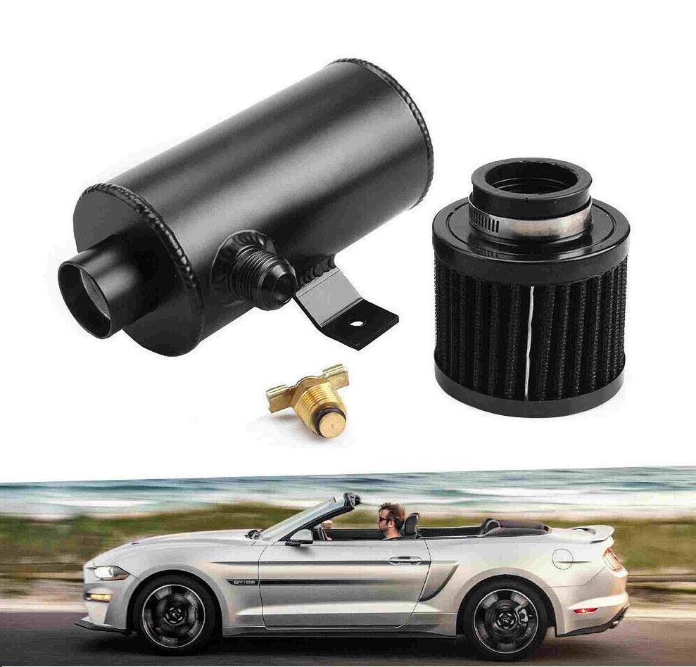 RASTP Universal Aluminum Baffled 750ml Oil Catch Can Tank Bottle NPT 1/2" with Filter - RASTP