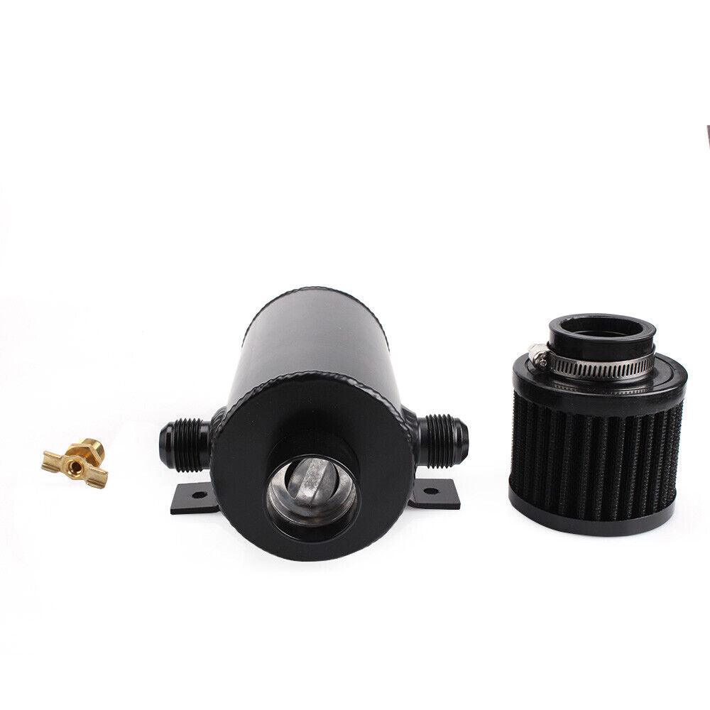 RASTP Universal Aluminum Baffled 750ml Oil Catch Can Tank Bottle NPT 1/2" with Filter - RASTP