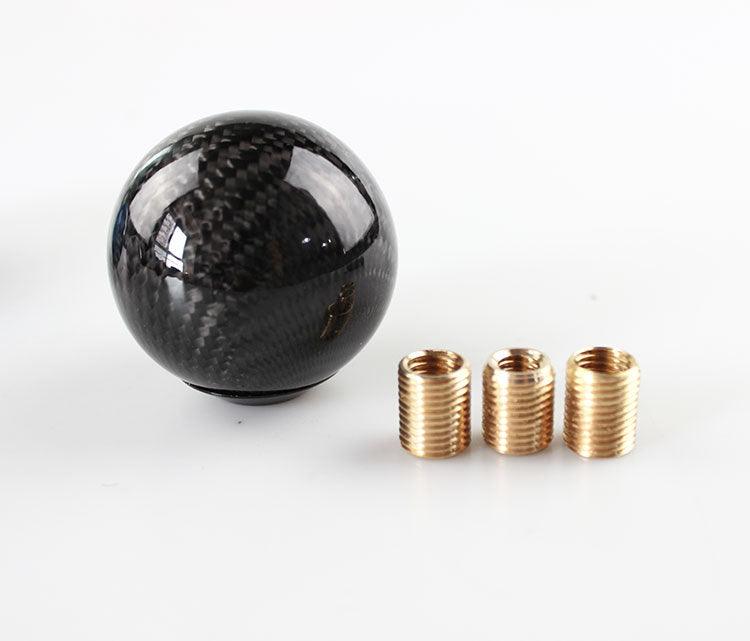 RASTP Universal Carbon Fiber Round Ball Shape Gear Shift Knob Shifter Lever with 3 Adapters - RASTP