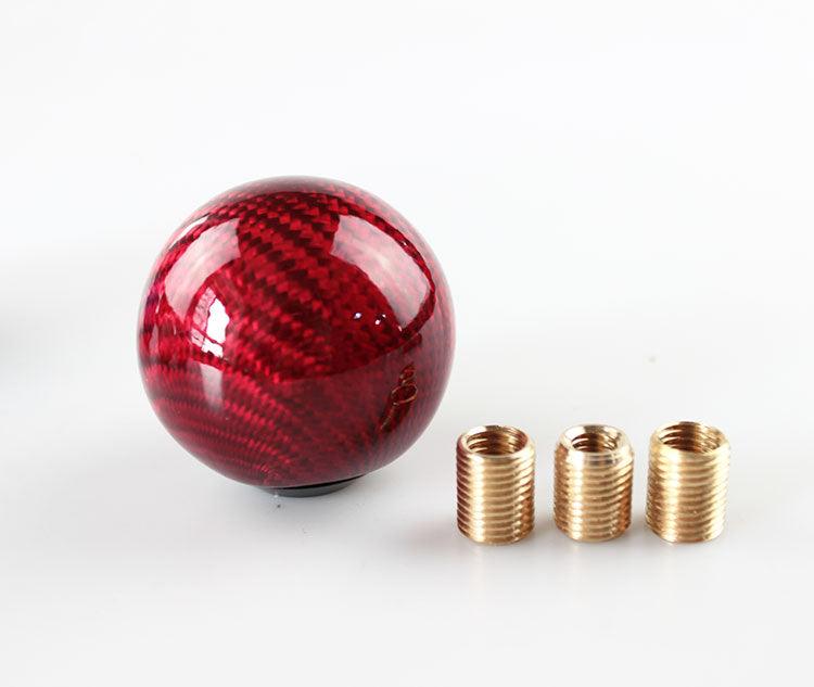 RASTP Universal Carbon Fiber Round Ball Shape Gear Shift Knob Shifter Lever with 3 Adapters - RASTP