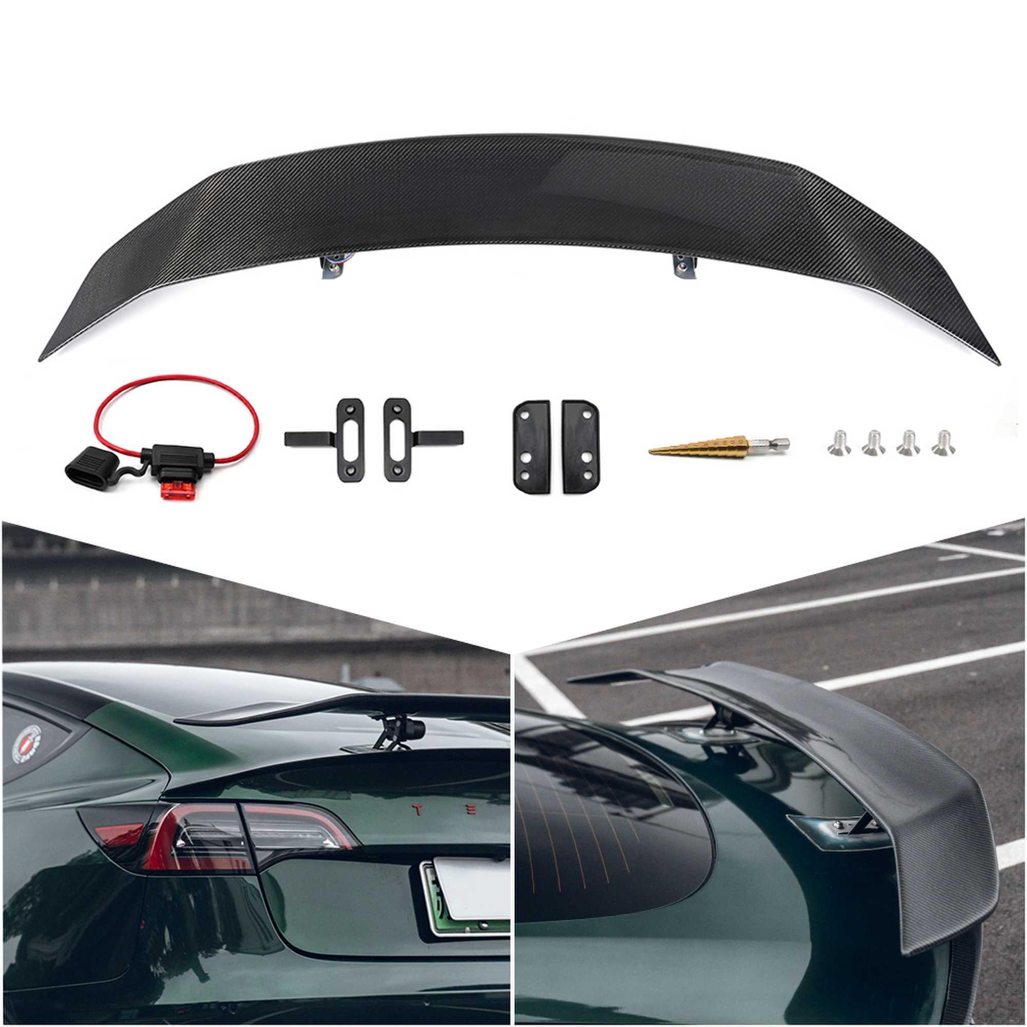 Tesla Rear Spoiler Refit Kit RASTP Tesla Electric Lift Rear Spoiler Carbon Fiber Rear Trunk Spoiler