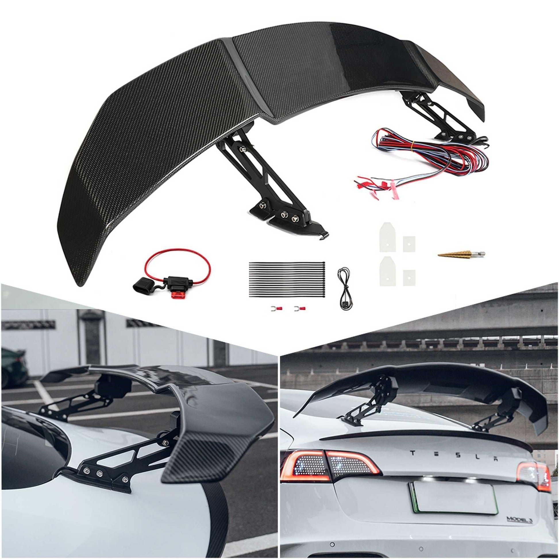 RASTP Universal Carbon Fiber Spoiler Electric Lift Rear Spoiler Rear Trunk Spoiler - RASTP