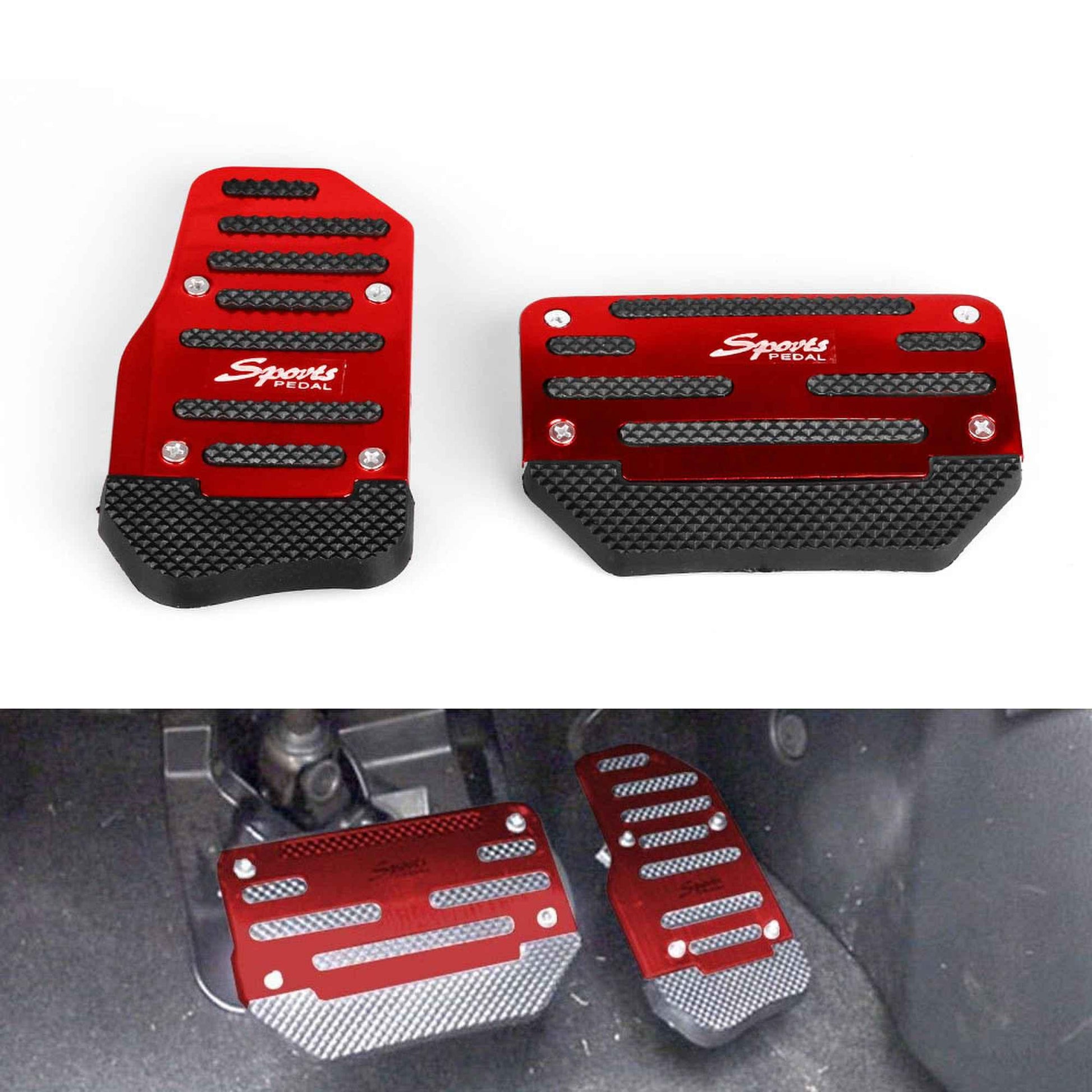 RASTP Universal 2Pcs Non-Slip Aluminum Rubber Automatic Transmission Car Pedal Cover Set Kit - RASTP