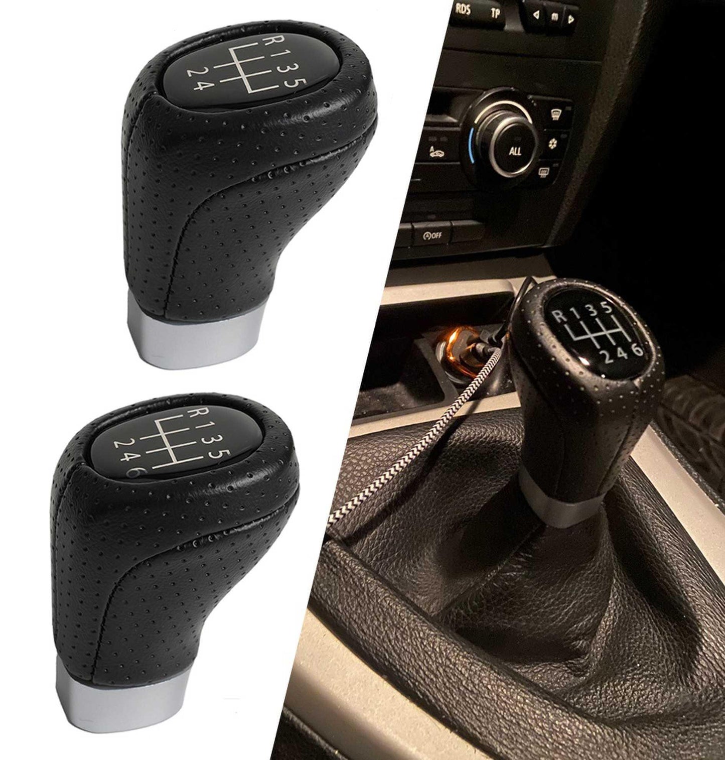 RASTP 5/6 Speed Leather Car Gear Shift Knob Head Manual Shifter Lever HandBall for BMW 1 3 Series - RASTP