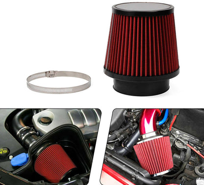 RASTP Universal 76mm Stainless Steel High Power Flow Cold Air Filter Car Round Cone Air Intake Filter Induction Kit - RASTP