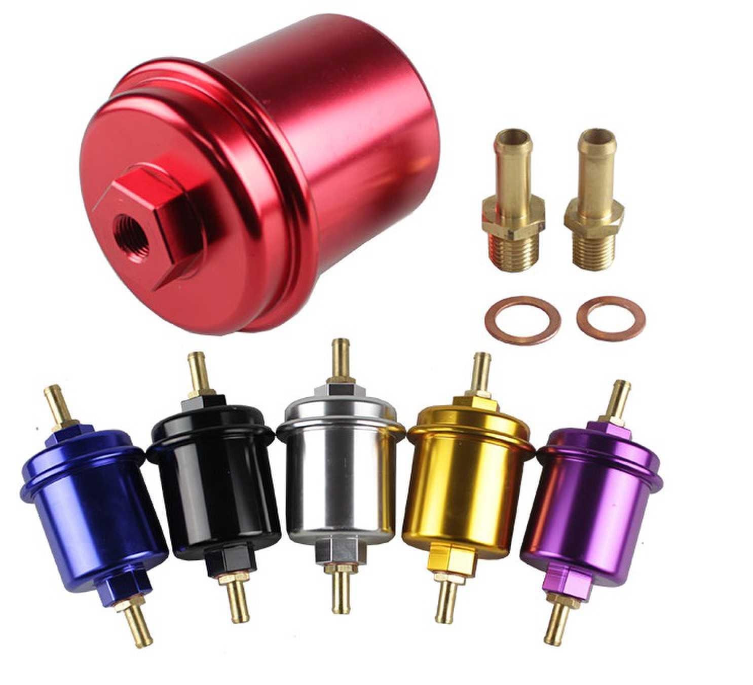 RASTP High Flow Billlet Aluminum Fuel Filter 100 Micron Element with Fittings AN6 AN8 AN10 Adaptor+Bracket - RASTP