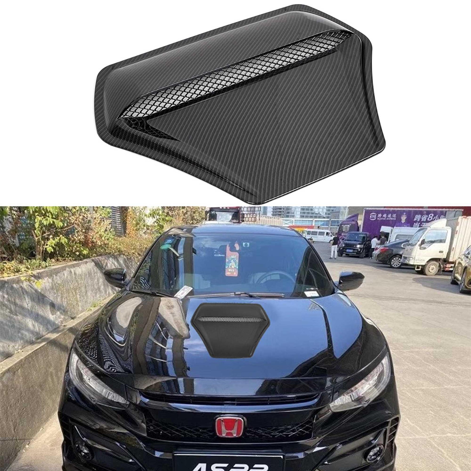 RASTP Universal Carbon Fiber Engine Hood Vent Inlet Air Intake - RASTP