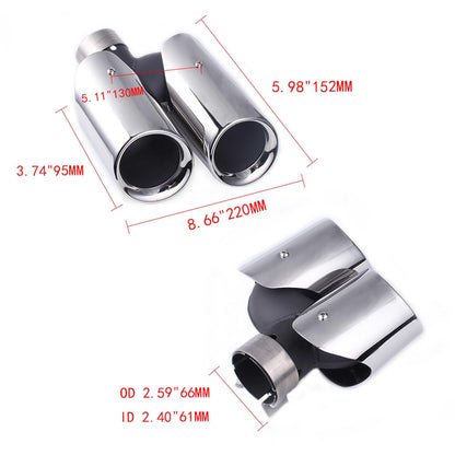 RASTP 1 Pair Chrome 304 Stainless Steel Exhaust Tips Muffler Exhaust Tail Pipe for Porsche 14 Macan - RASTP