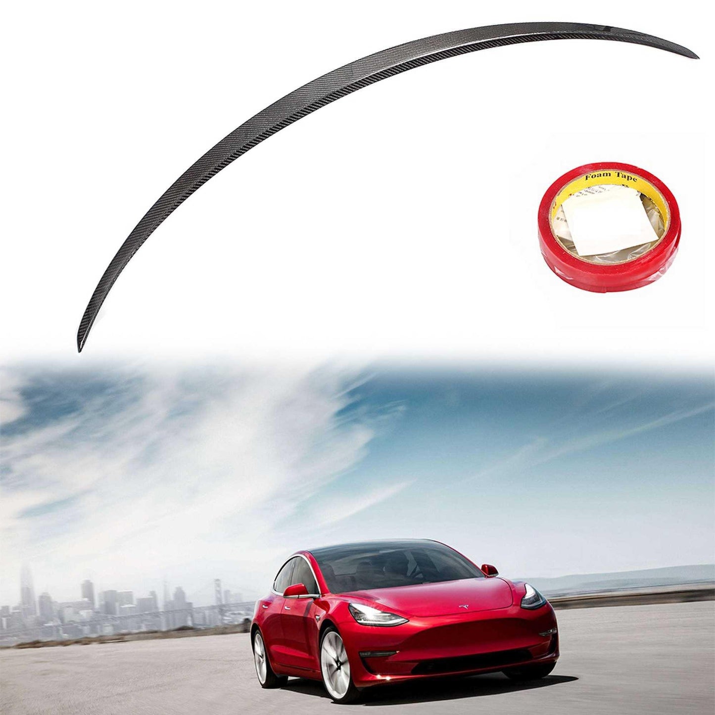 RASTP Car Carbon Fiber Spoiler Rear Wing Spoiler for 2020 - 2021 Tesla Model Y - RASTP