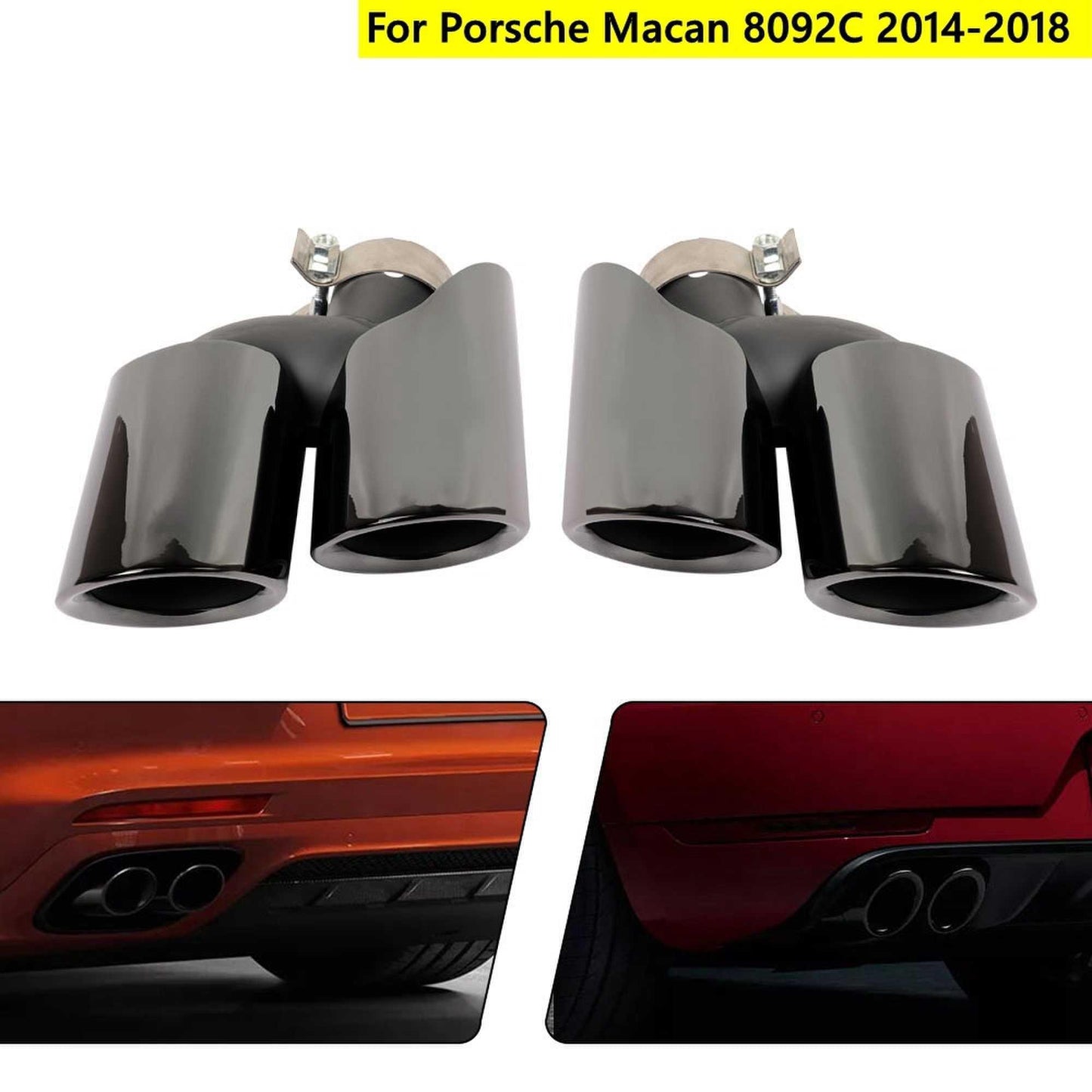 RASTP 1 Pair Stainless Steel Exhaust Pipe Tail Muffler Tip for Porsche Macan 8092C 2014-2018 - RASTP