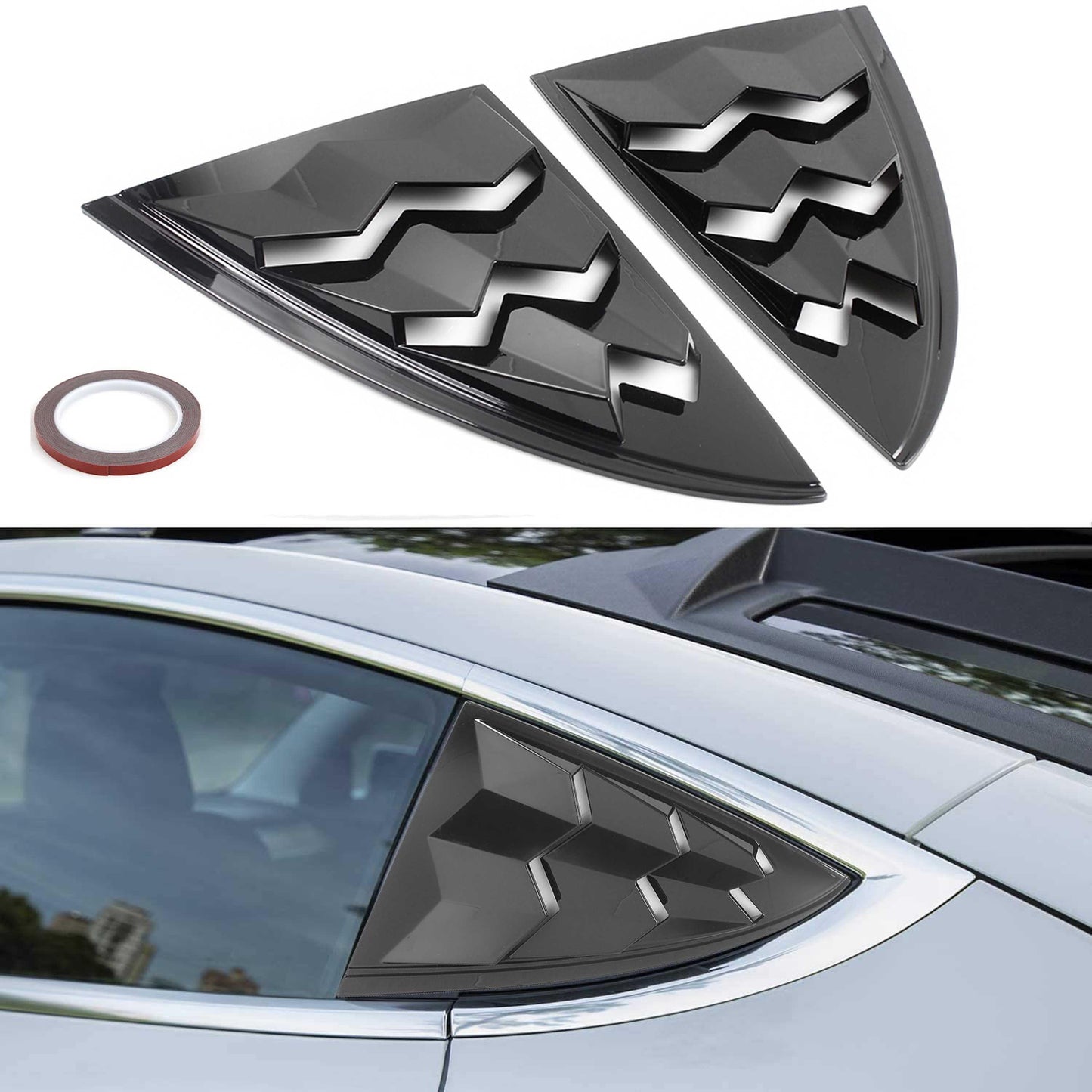 RASTP Carbon Fiber Side Window Louvers Cover Vent Cover 2Pcs for Model 3 2017-2021 - RASTP