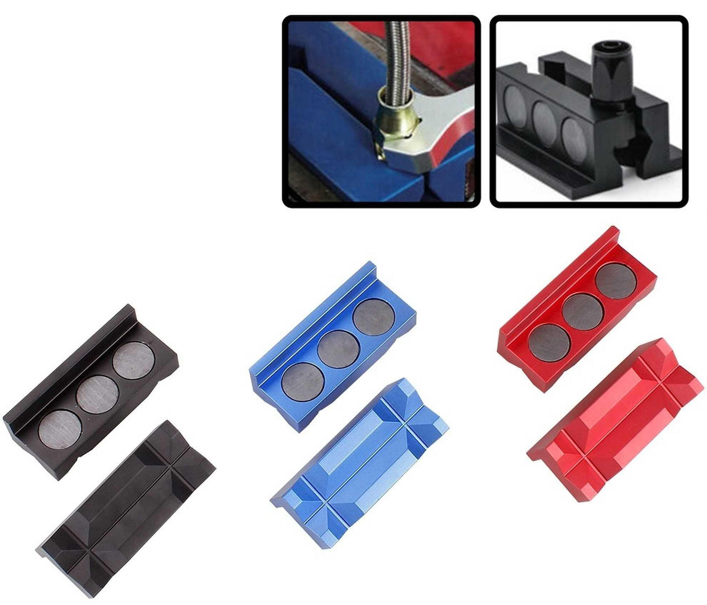 RASTP 1 Pair Aluminum Line Separator Vise Jaw Protective Inserts Magnetized for AN Fittings with Magnetic - RASTP