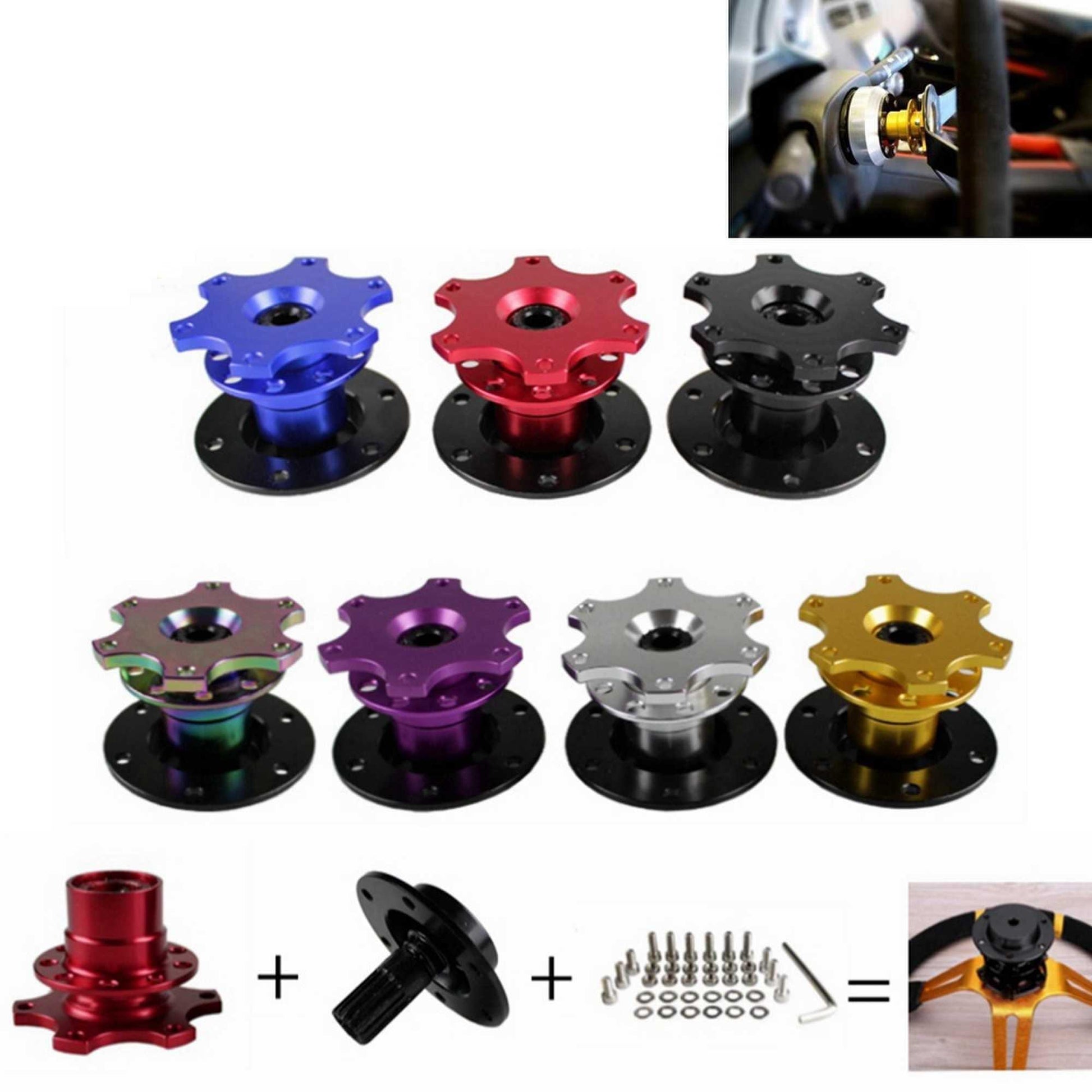 RASTP Universal Aluminum Steering Wheel Quick Release Hub Boss Kit For 6 Hole Steering Wheel Hub - RASTP