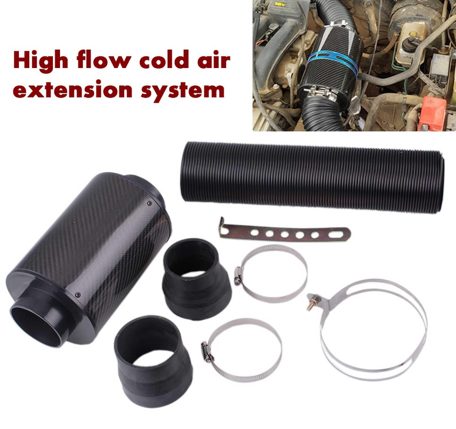 RASTP Universal Racing Air Filter Box Carbon Fiber Cold Feed Air Filter Hose Kit - RASTP