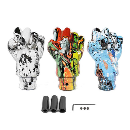 RASTP Universal Manual Car Hand Shaped Style Resin Graffiti Gear Shift Knob Mixed Pattern Gear Stick Shifter Lever Head - RASTP