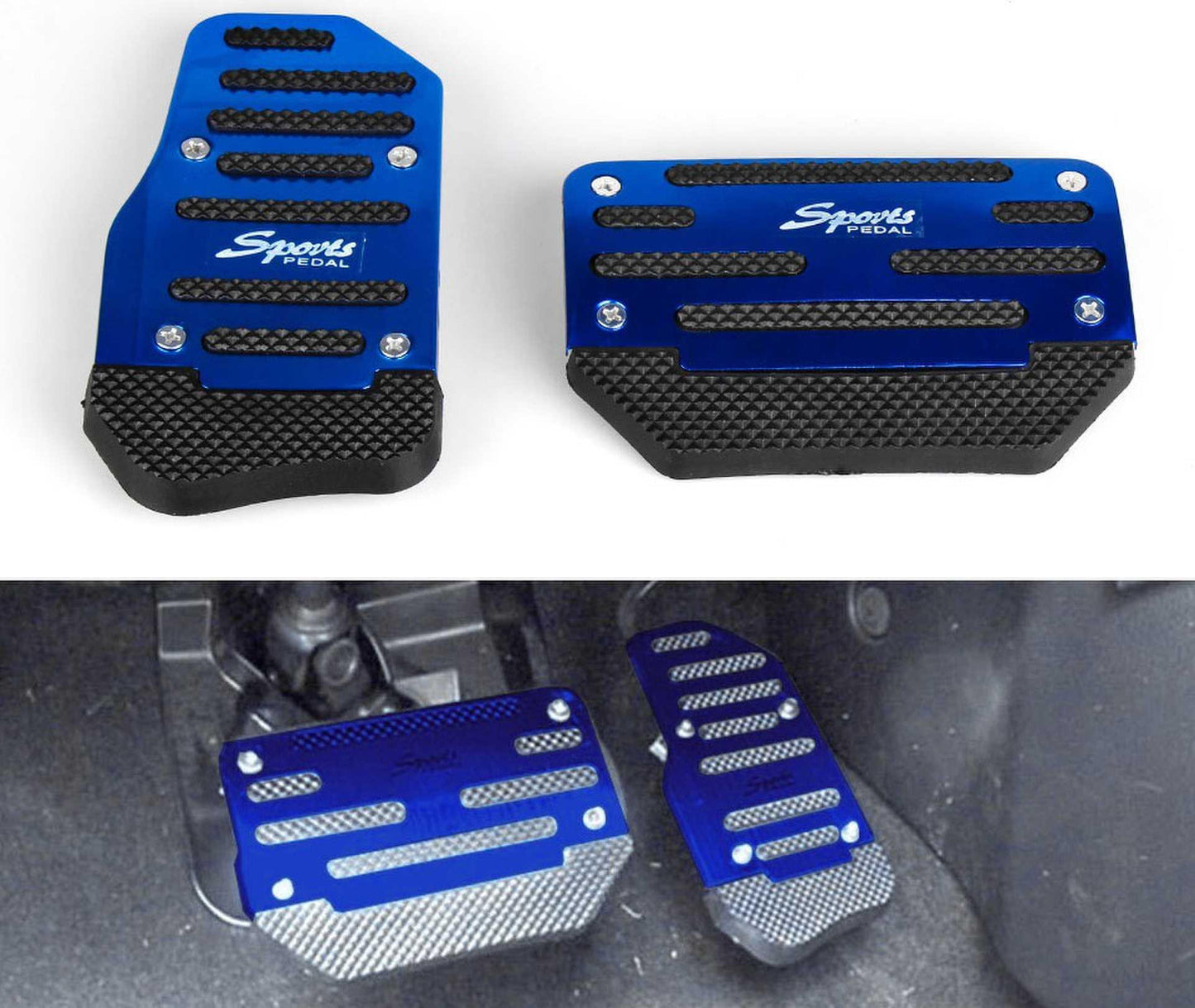 RASTP Universal 2Pcs Non-Slip Aluminum Rubber Automatic Transmission Car Pedal Cover Set Kit - RASTP