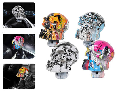 RASTP Universal Resin Skull Shaped Style Graffiti Gear Shift Knob Mixed Pattern Gear Stick Shifter Lever Handle - RASTP