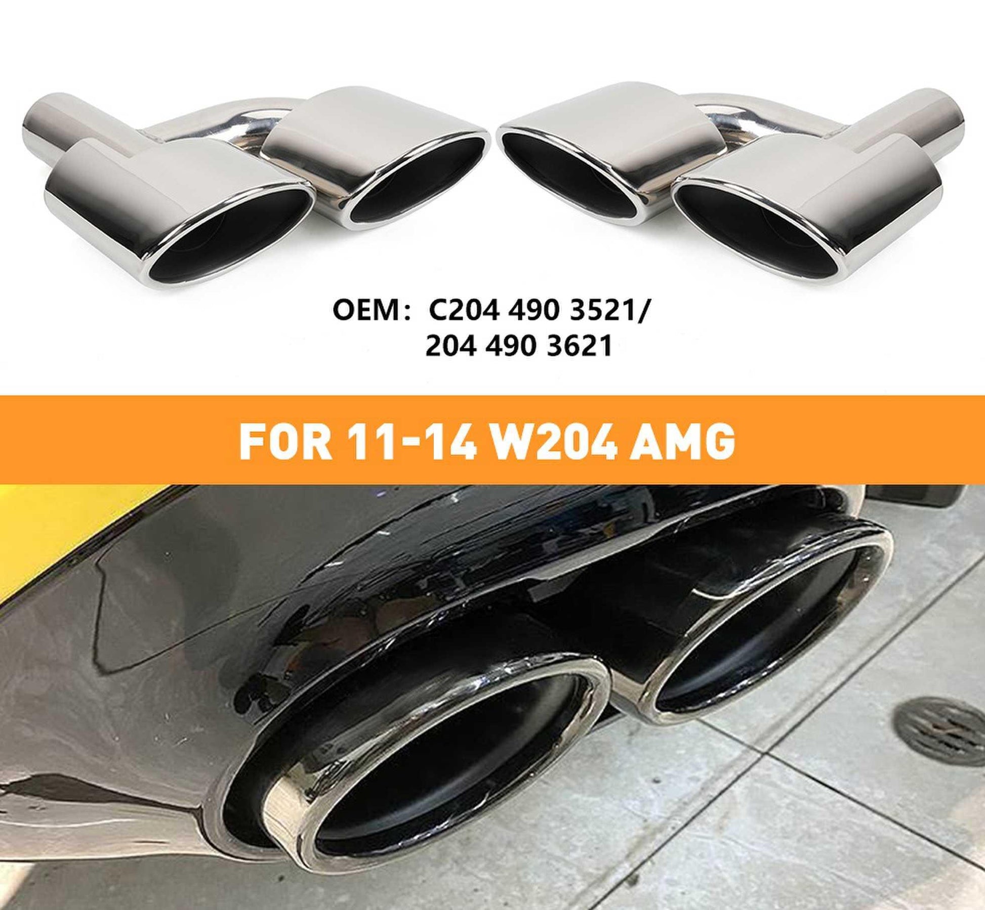RASTP Stainless Steel Car Rear Exhaust Pipe Tail Muffler Tip for Mercedes Benz W204 C Class C63 C65 - RASTP