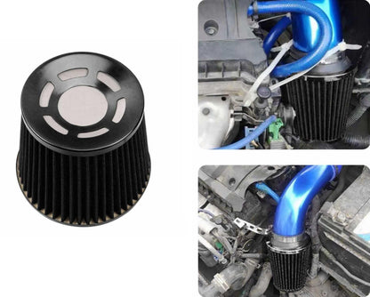 RASTP Universal 76mm Stainless Steel High Power Flow Cold Air Filter Car Round Cone Air Intake Filter Induction Kit - RASTP