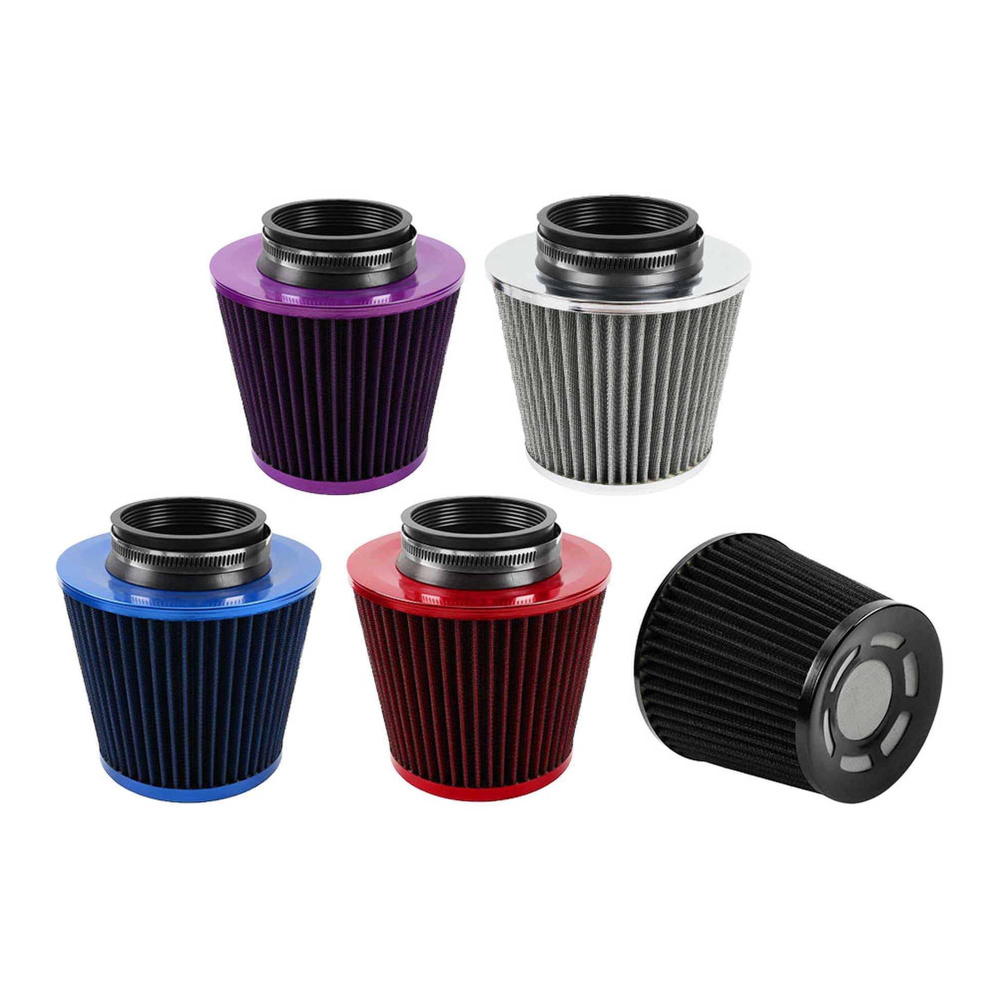 RASTP Universal 76mm Stainless Steel High Power Flow Cold Air Filter Car Round Cone Air Intake Filter Induction Kit - RASTP