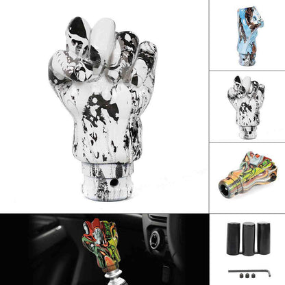 RASTP Universal Manual Car Hand Shaped Style Resin Graffiti Gear Shift Knob Mixed Pattern Gear Stick Shifter Lever Head - RASTP