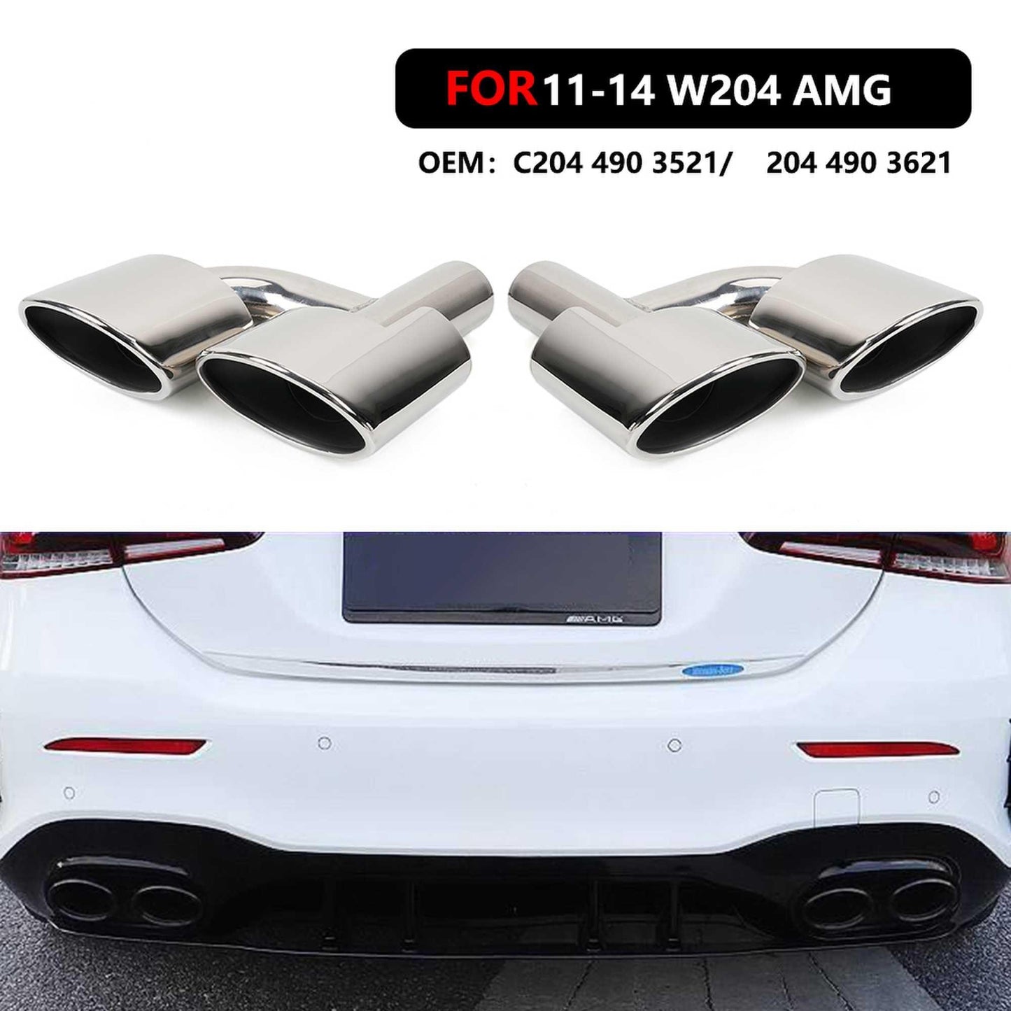 RASTP Stainless Steel Car Rear Exhaust Pipe Tail Muffler Tip for Mercedes Benz W204 C Class C63 C65 - RASTP