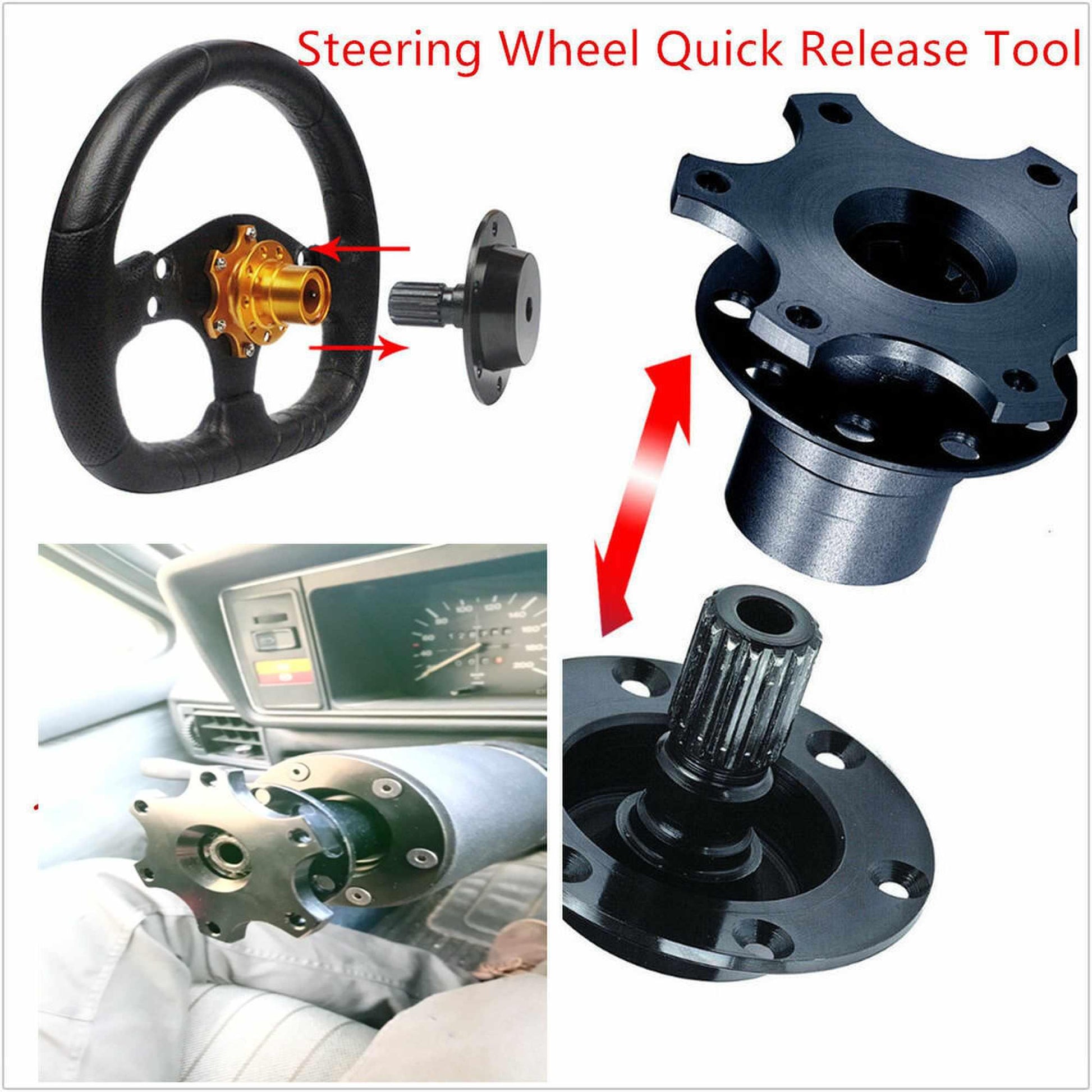 RASTP Universal Aluminum Steering Wheel Quick Release Hub Boss Kit For 6 Hole Steering Wheel Hub - RASTP