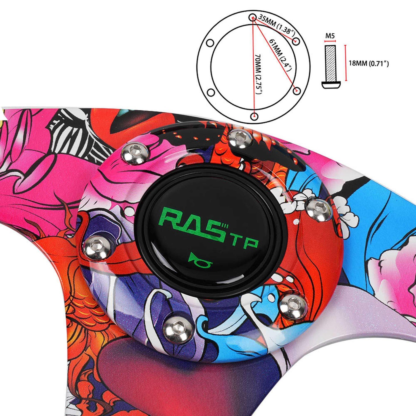 RASTP Universal 14 inch 350mm Acrylic Graffiti Steering Wheel 85mm Deep Dish 6 Bolt - RASTP