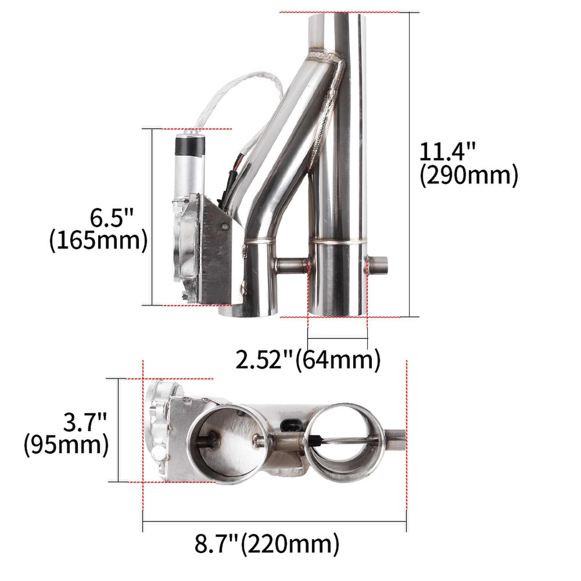 RASTP Stainless Steel Headers Y Pipe Double Valves Electric Exhaust CutOut Cut Out Kit Exhaust Pipe - RASTP