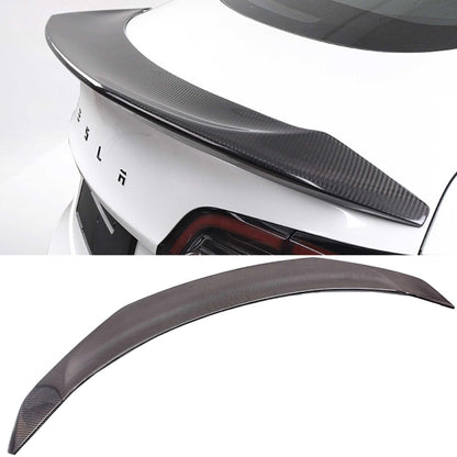 RASTP V Style Rear Spoiler Tail Lip Bar Carbon Fiber for 2017-2021 Tesla Model 3 - RASTP