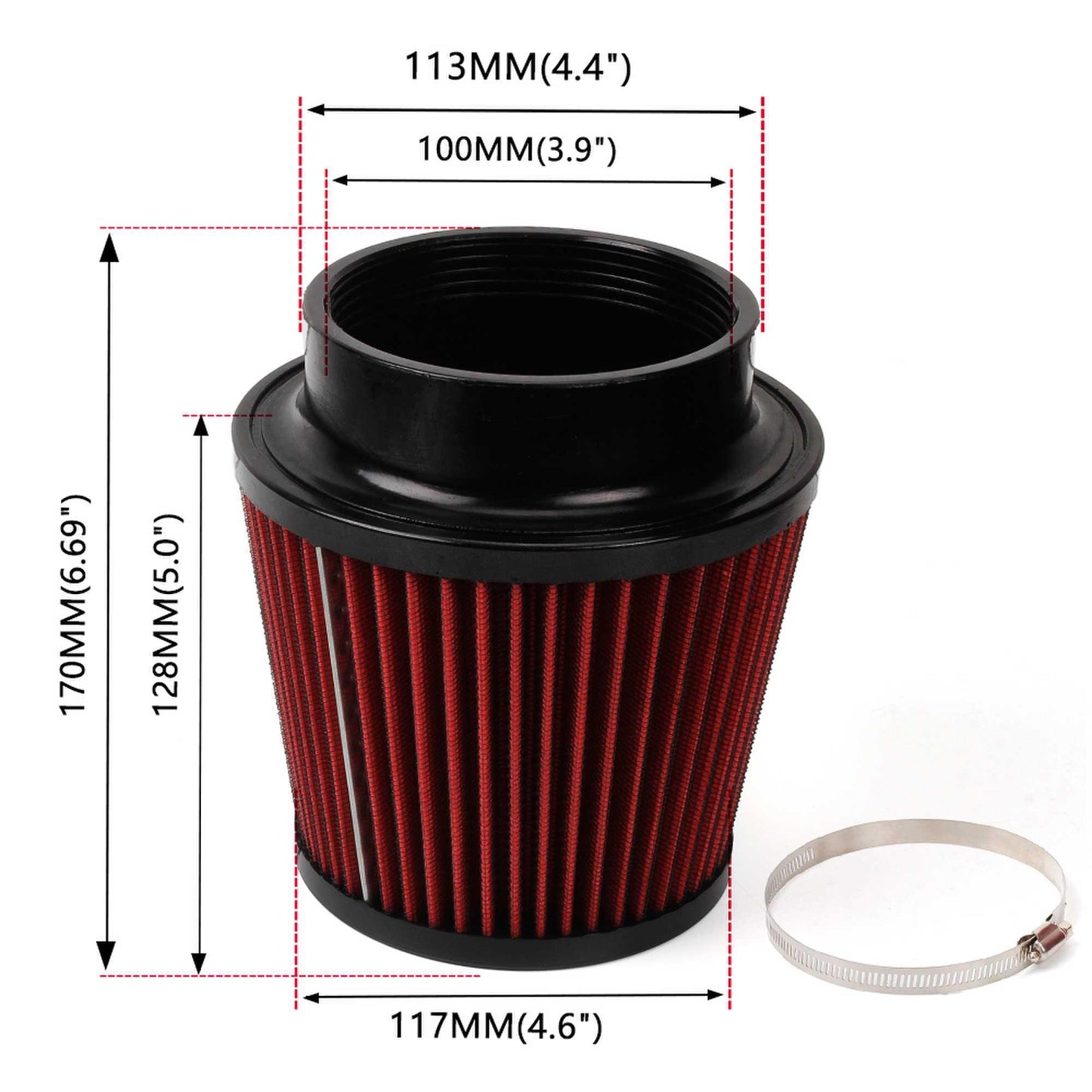 RASTP Universal 76mm 100mm Car Cone High Flow Cold Air Intake Filter Mushroom Head Air Filter for Sport Racing Car Engine - RASTP