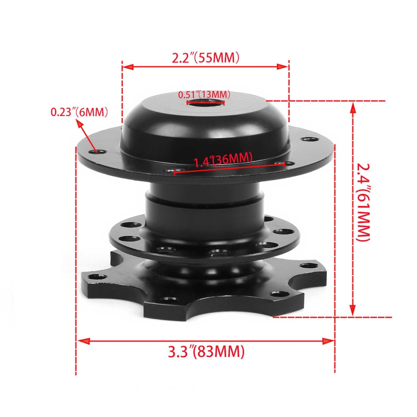 RASTP Universal Aluminum Steering Wheel Quick Release Hub Boss Kit For 6 Hole Steering Wheel Hub - RASTP