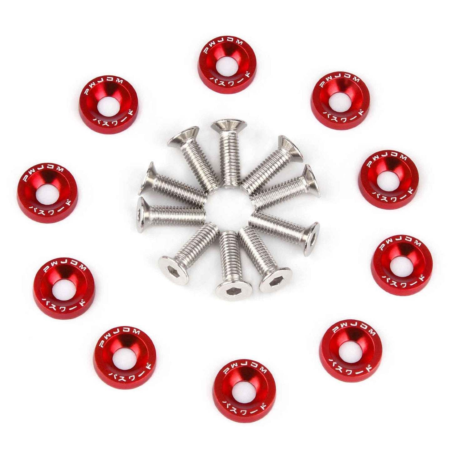 RASTP JDM Style Aluminum 10Pcs M6 Bolts Car Engine Bumper Fender Washers License Plate Screws - RASTP