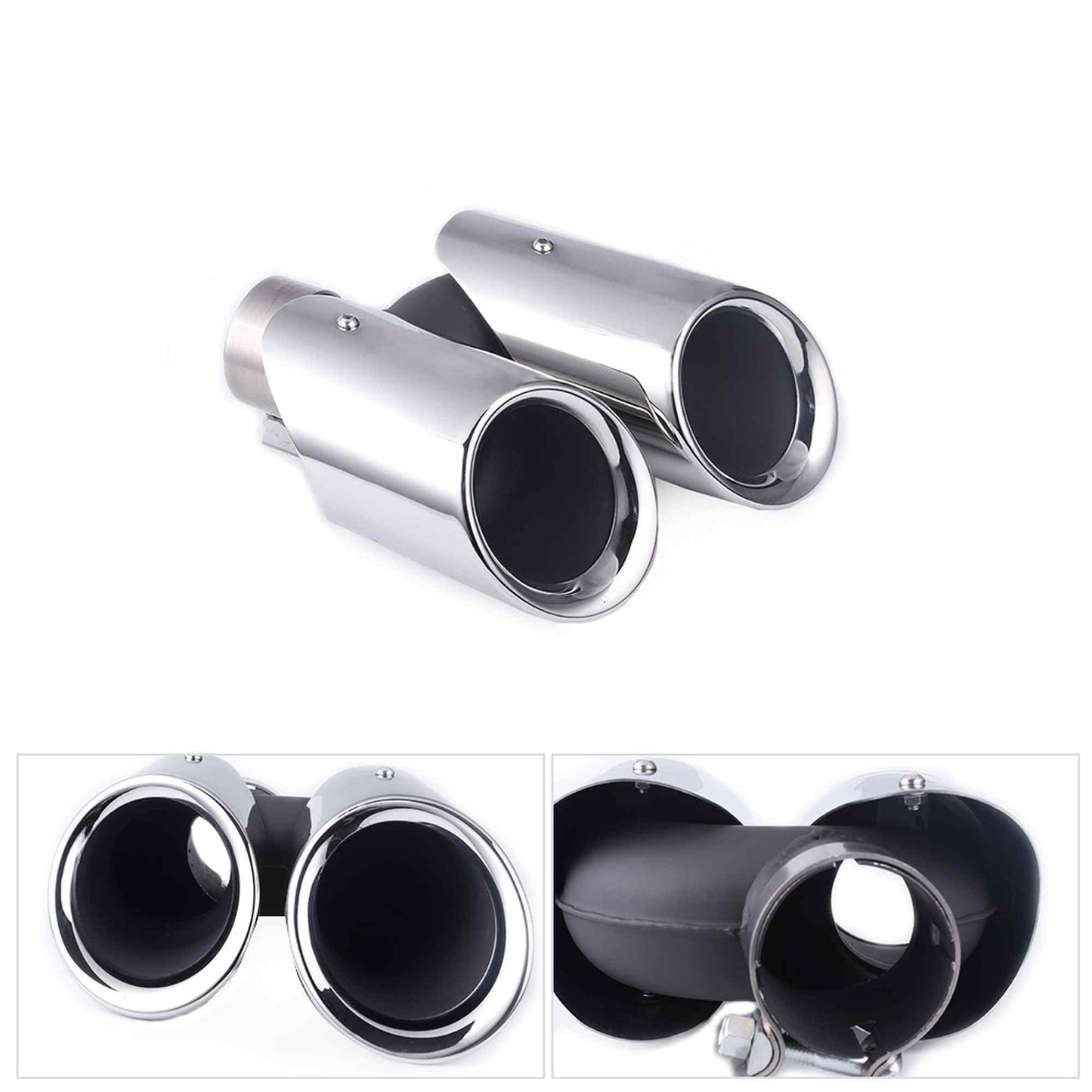 RASTP 1 Pair Chrome 304 Stainless Steel Exhaust Tips Muffler Exhaust Tail Pipe for Porsche 14 Macan - RASTP