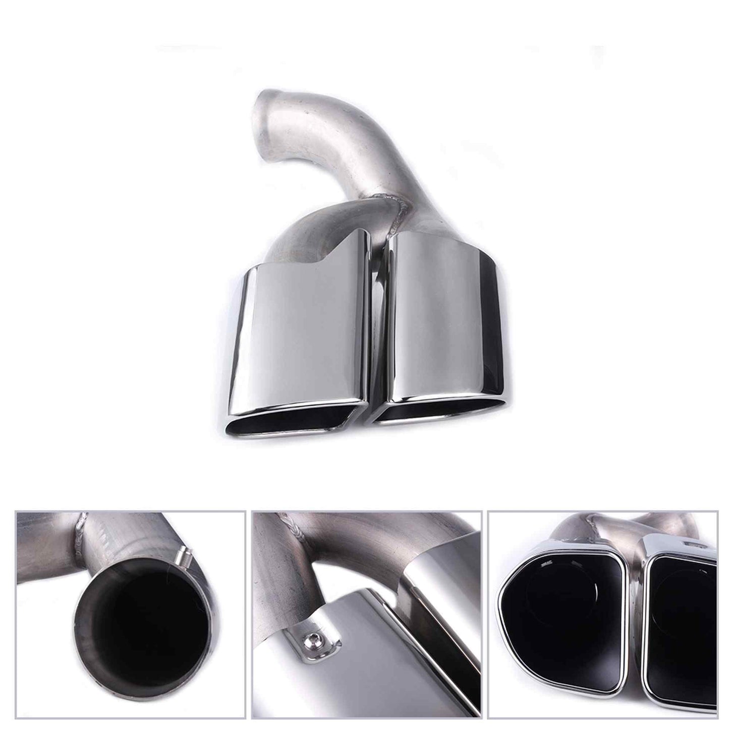 RASTP 1 Pair Dual Chrome Exhaust Tips Muffler Exhaust Tail Pipe for Porsche Cayenne 2015 - RASTP