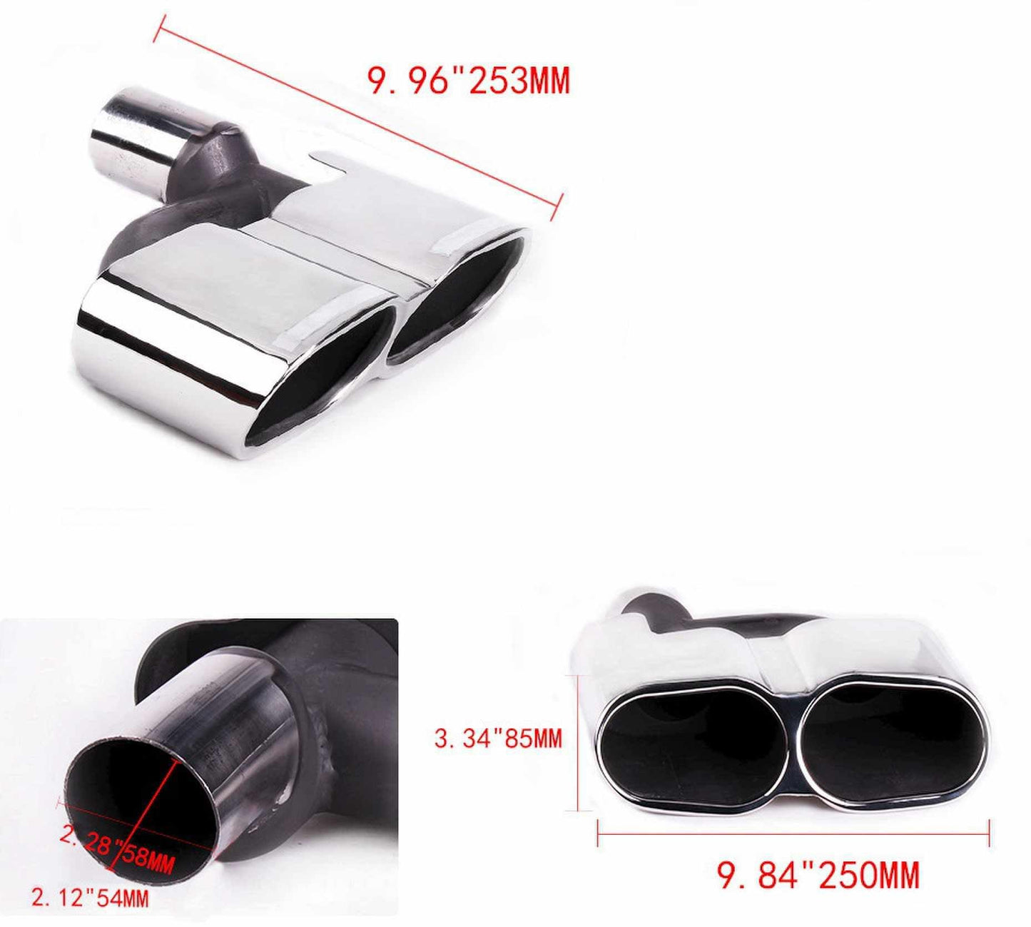 RASTP 1 Pair Modified Vehicle Exhaust Tail Muffler Tip Stainless Steel Pipe for Benz 08-13 S Class W22 - RASTP