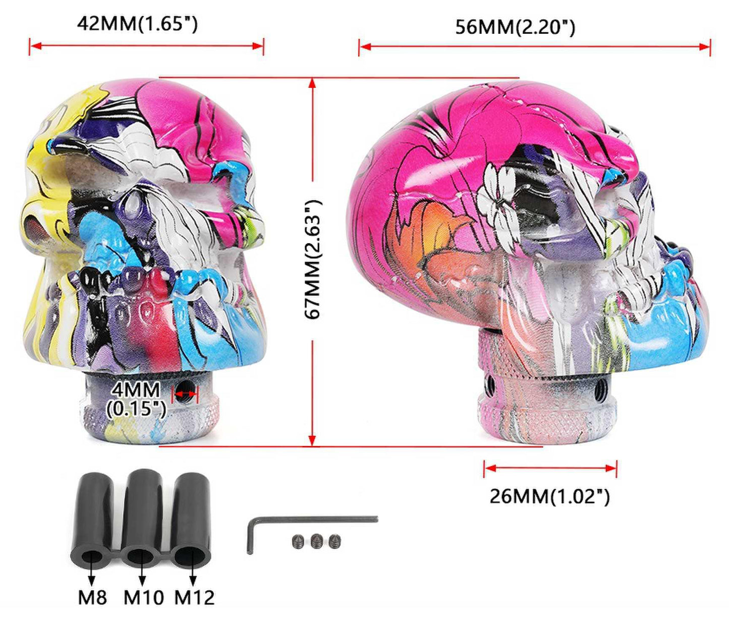 RASTP Universal Resin Skull Shaped Style Graffiti Gear Shift Knob Mixed Pattern Gear Stick Shifter Lever Handle - RASTP