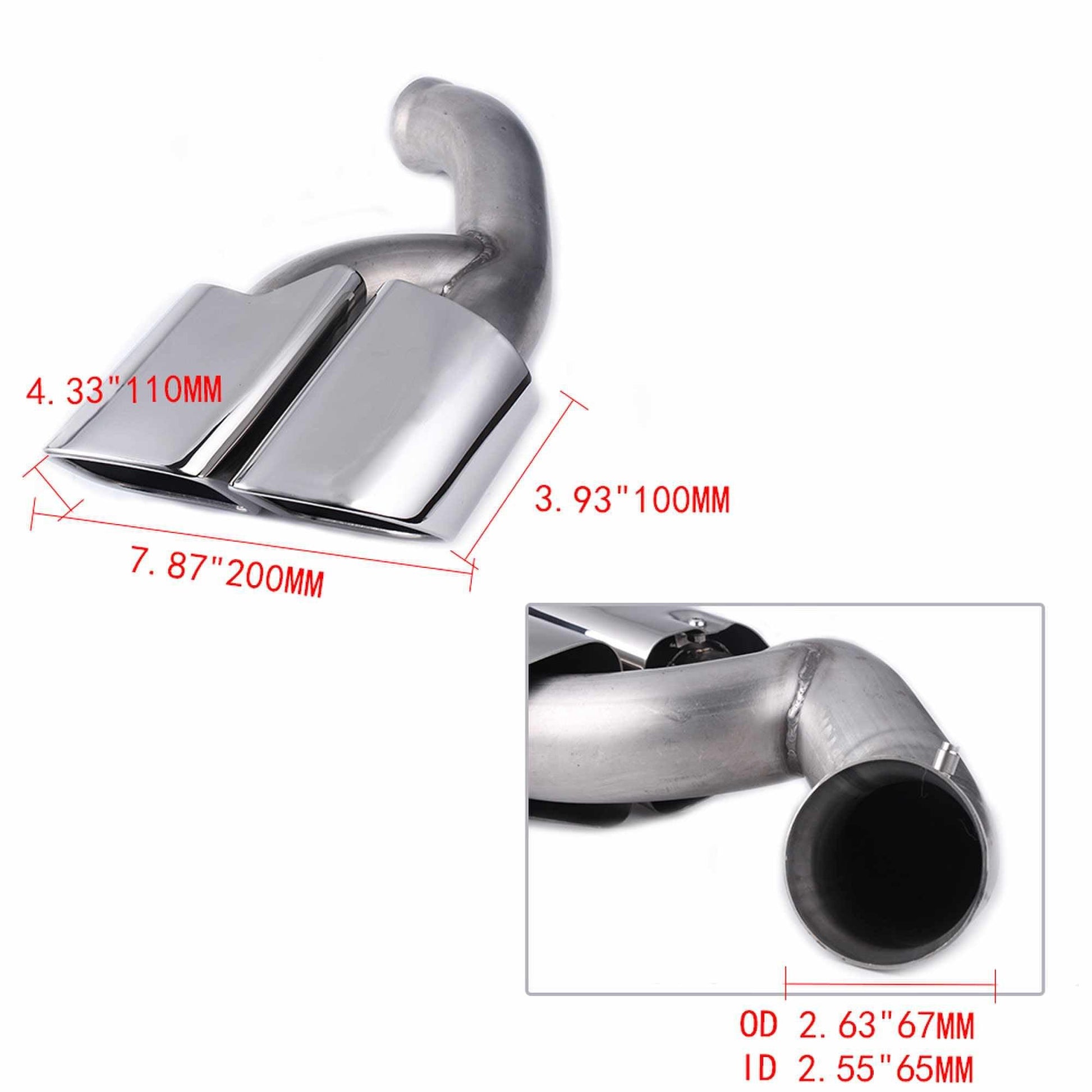 RASTP 1 Pair Dual Chrome Exhaust Tips Muffler Exhaust Tail Pipe for Porsche Cayenne 2015 - RASTP