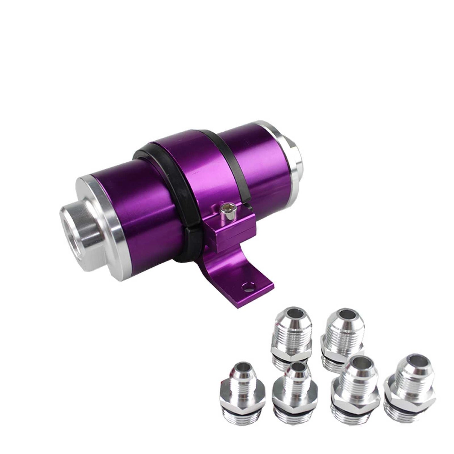 RASTP High Flow Billlet Aluminum Fuel Filter 100 Micron Element with Fittings AN6 AN8 AN10 Adaptor+Bracket - RASTP