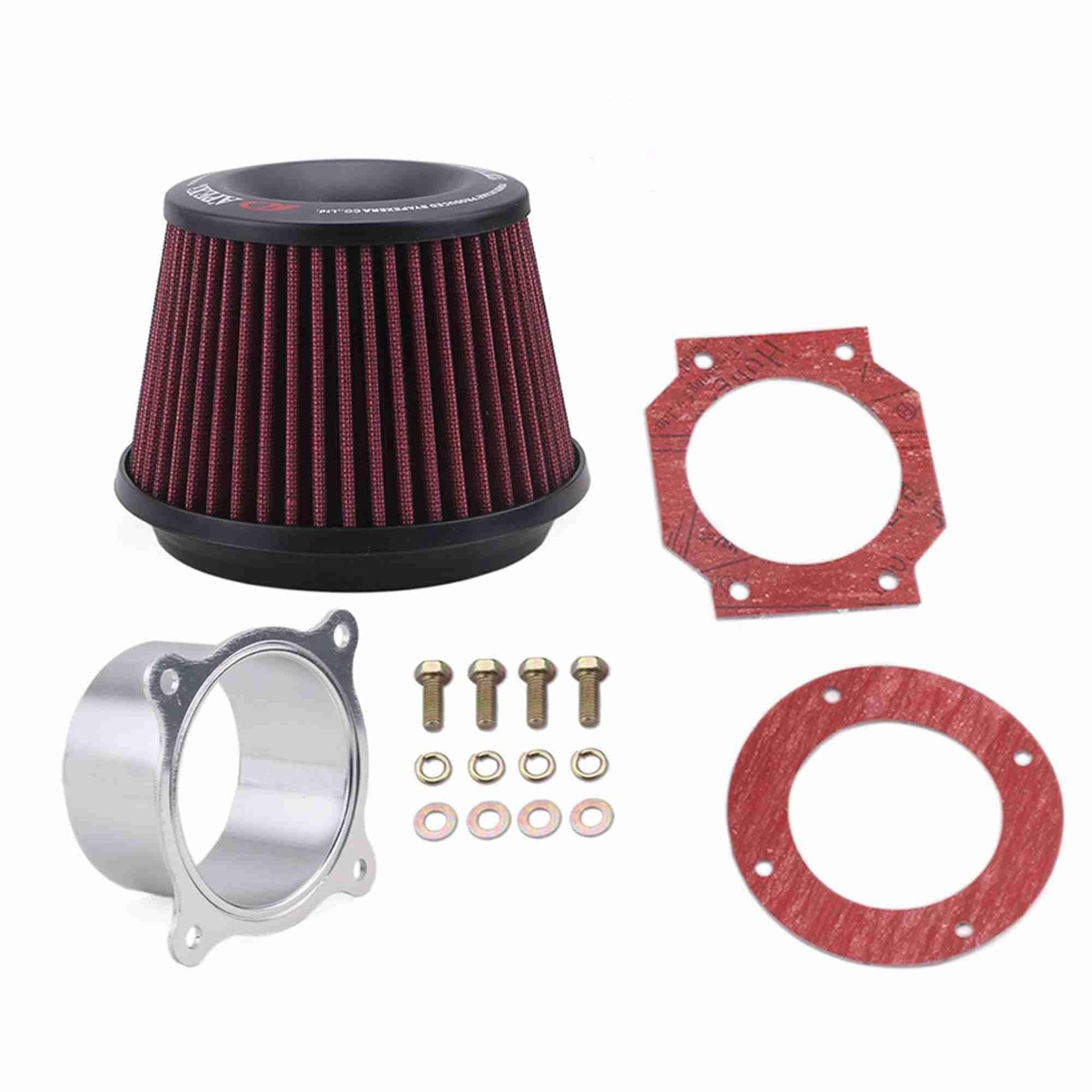 RASTP Universal 75mm Power Intake Air Filter Dual Funnel Adapter Air Cleaner - RASTP