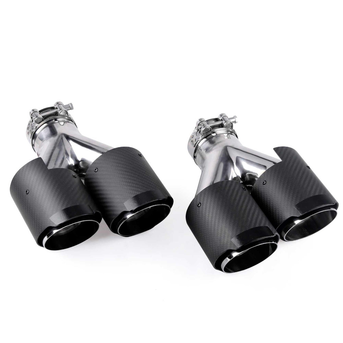 RASTP Universal Carbon Fiber Dual Exhaust Tip Double End Pipe Inlet 63mm Exhaust Tips for Volkswagen BMW Porsche - RASTP