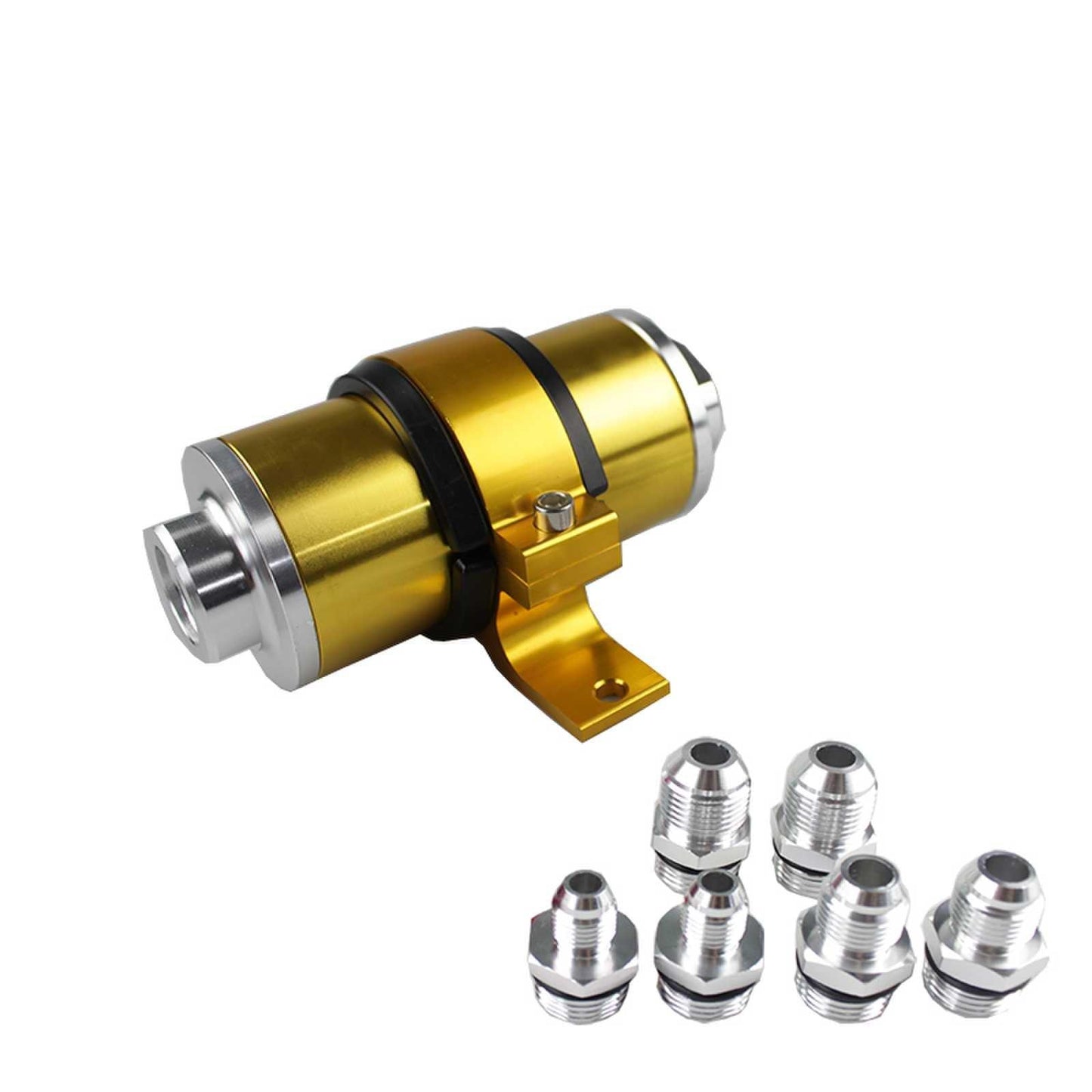 RASTP High Flow Billlet Aluminum Fuel Filter 100 Micron Element with Fittings AN6 AN8 AN10 Adaptor+Bracket - RASTP