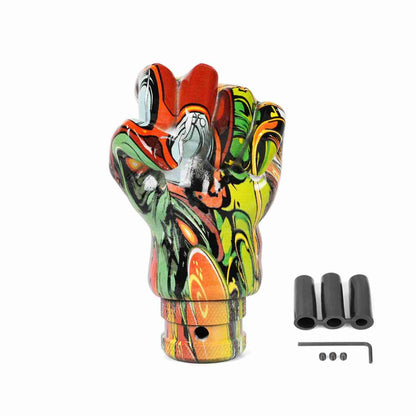 RASTP Universal Manual Car Hand Shaped Style Resin Graffiti Gear Shift Knob Mixed Pattern Gear Stick Shifter Lever Head - RASTP