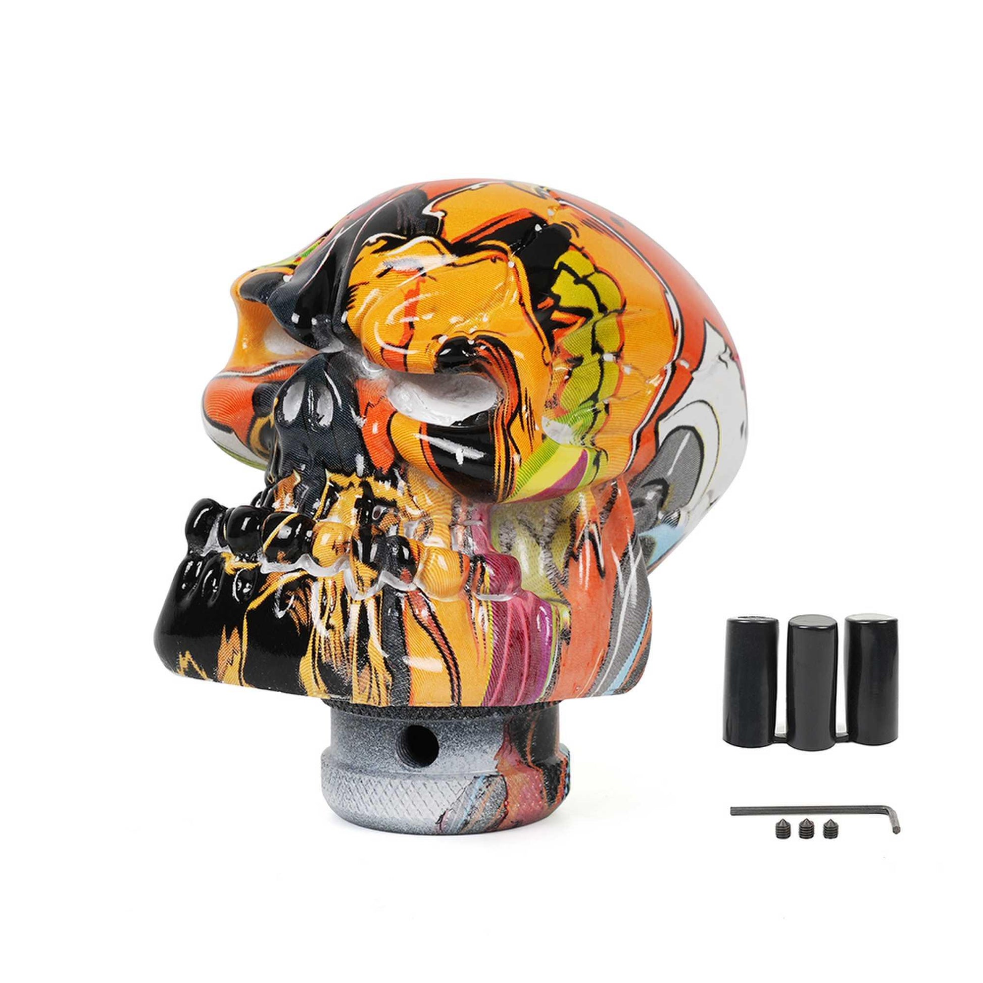 RASTP Universal Resin Skull Shaped Style Graffiti Gear Shift Knob Mixed Pattern Gear Stick Shifter Lever Handle - RASTP