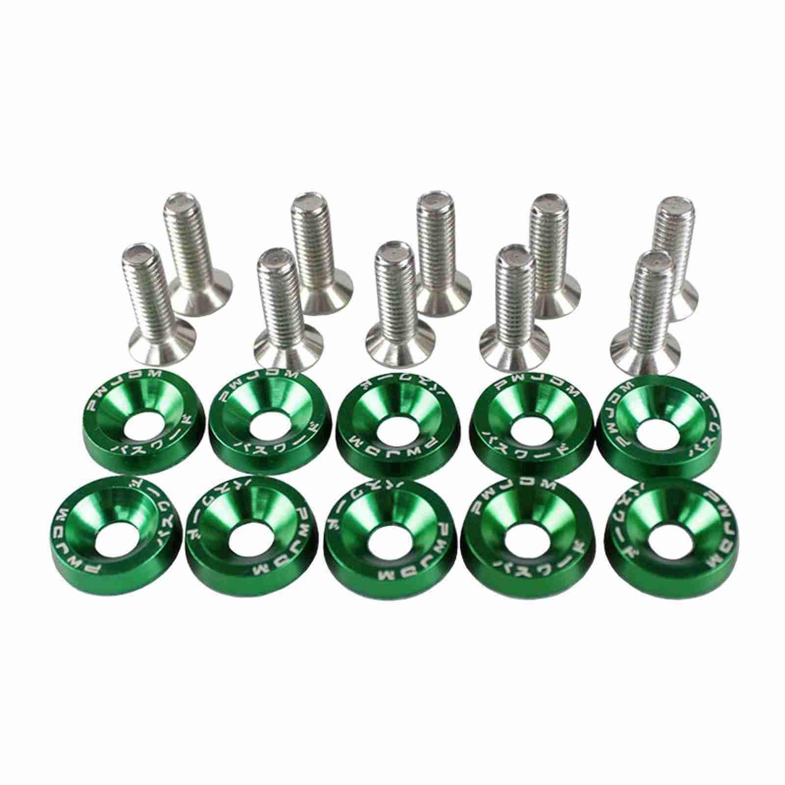 RASTP JDM Style Aluminum 10Pcs M6 Bolts Car Engine Bumper Fender Washers License Plate Screws - RASTP