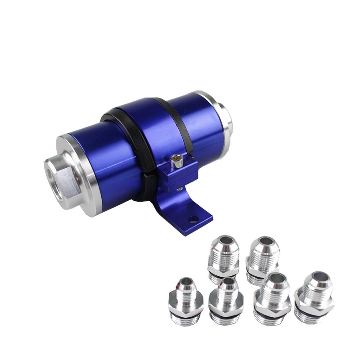 RASTP High Flow Billlet Aluminum Fuel Filter 100 Micron Element with Fittings AN6 AN8 AN10 Adaptor+Bracket - RASTP