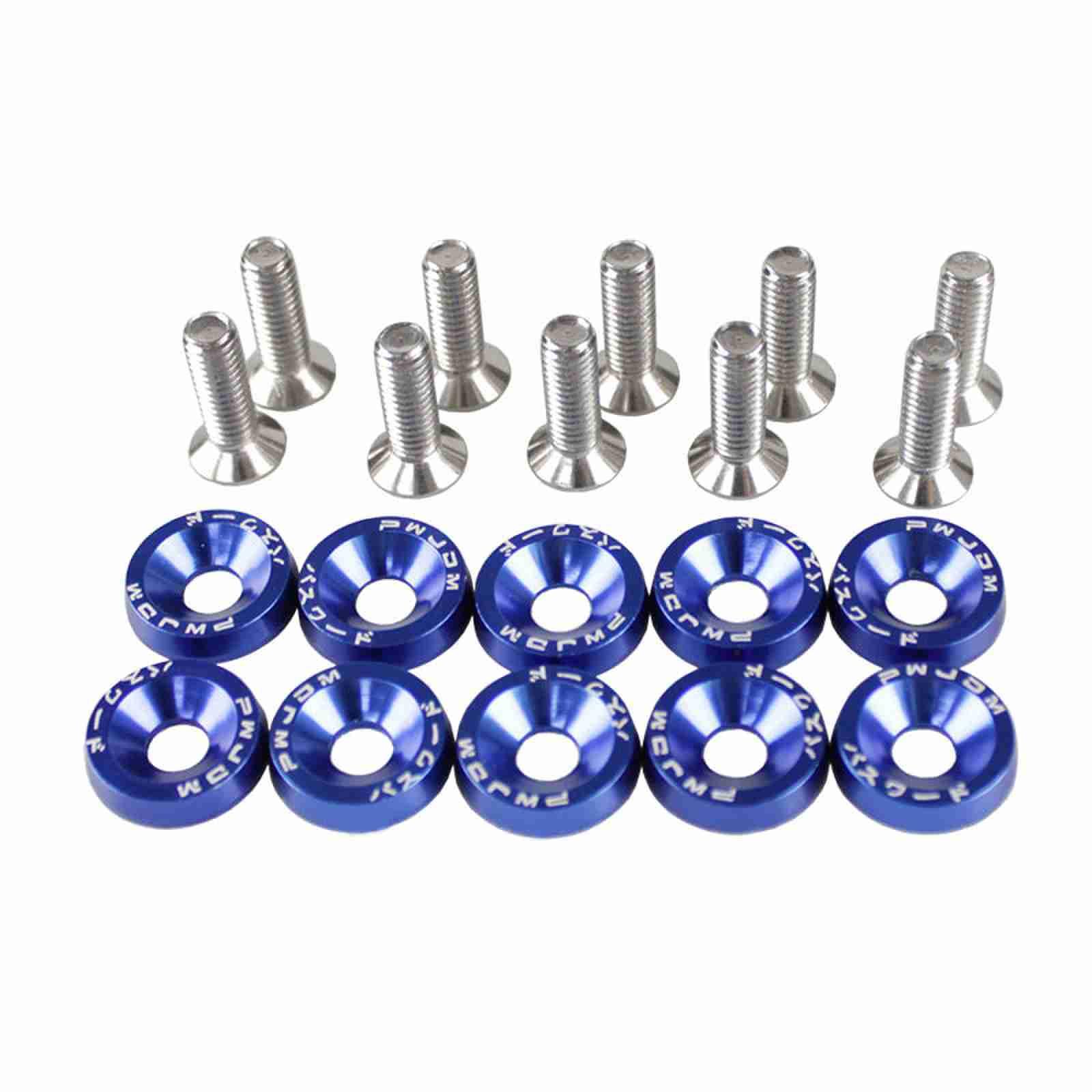 RASTP JDM Style Aluminum 10Pcs M6 Bolts Car Engine Bumper Fender Washers License Plate Screws - RASTP