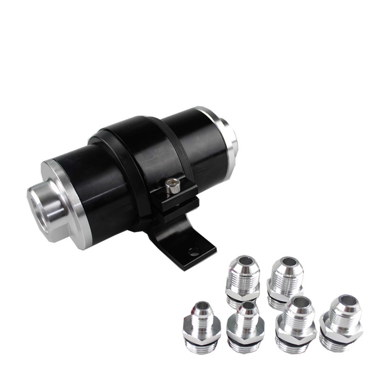 RASTP High Flow Billlet Aluminum Fuel Filter 100 Micron Element with Fittings AN6 AN8 AN10 Adaptor+Bracket - RASTP